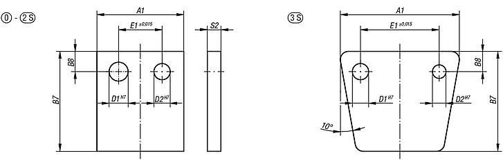 Piastre di foratura DIN 6348 dimensioni da 0 a 3S