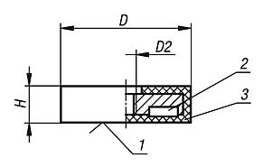 Magnete piatto con filettatura interna in NdFeB, con rivestimento protettivo di gomma