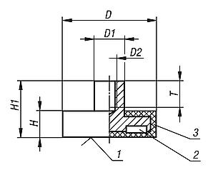 Aimant plat à tenon taraudé en NdFeB, avec revêtement de protection en caoutchouc