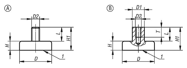 Aimant plat avec filetage en ferrite dure