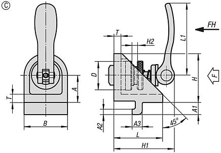 Clamping angle Form C, with eccentric clamp module