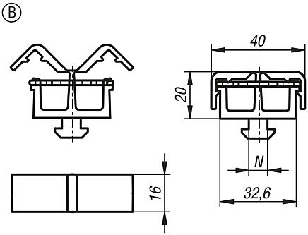 Cable clips with T-slot key, Form B