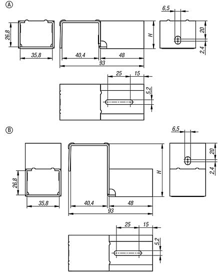 Suspension bracket 40, steel, for roller tracks, steel