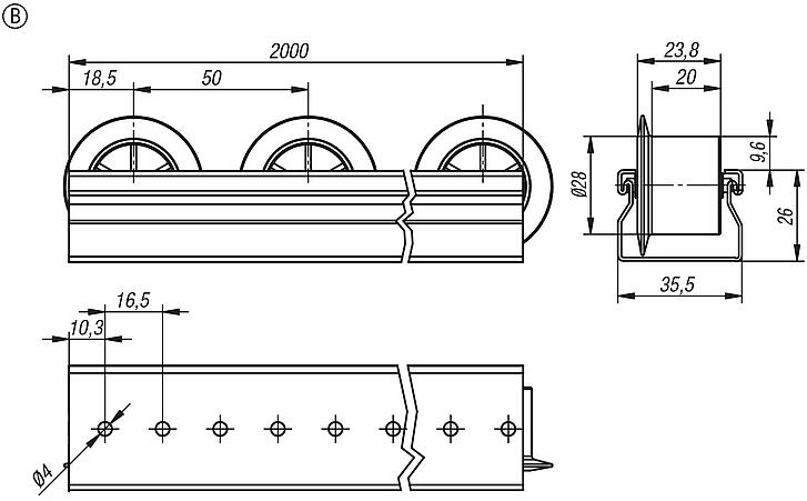 Roller track steel, Form B