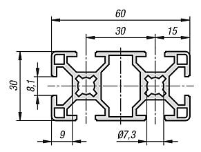 Aluminium profiles 30x60 Type B