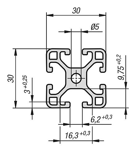 Aluminium profiles 30x30 light Type I