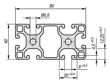 Aluminium profiles 40x80 light Type I