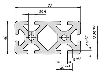 Aluminium profiles 40x80 Type I