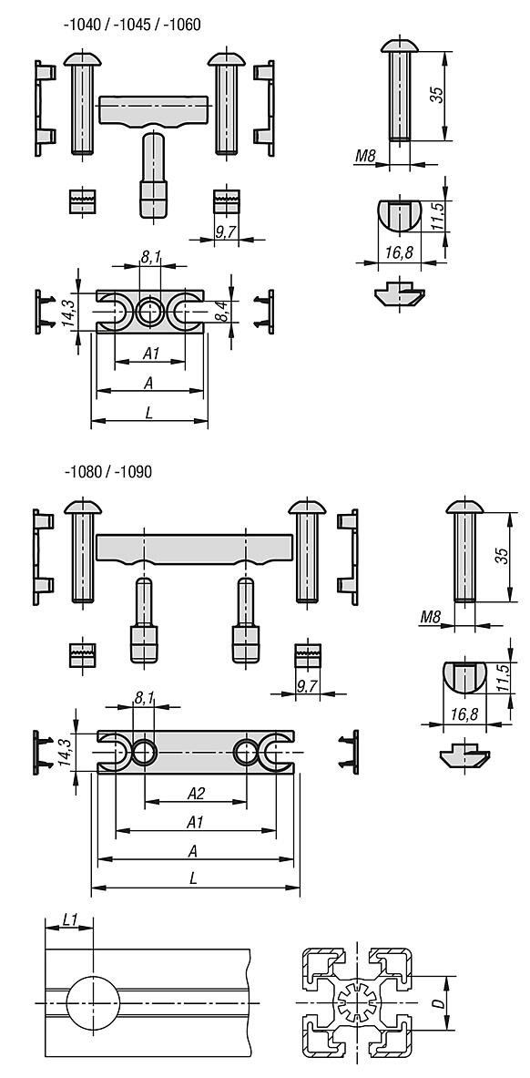 Pin connector sets Type B