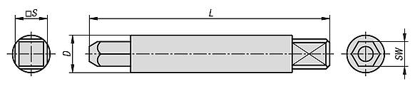 Assembly tool, steel, for self-tapping threaded inserts type B