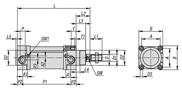 Pneumatic cylinders DIN ISO 15552 standard cylinder