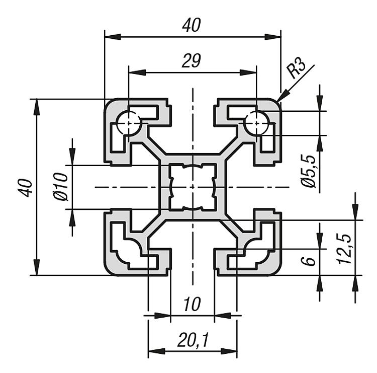 Aluminium profiles 30x30 light ?Type I