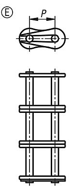 三排链节 DIN ISO 606, E 型
