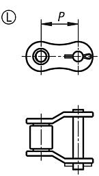 Links stainless steel DIN ISO 606, Form L