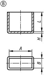 Embouts de protection en plastique pour tubes carrés, forme B, rectangulaires