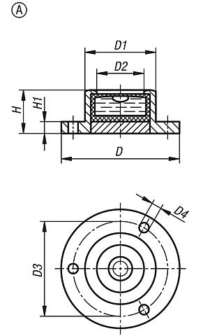 Níveis circulares olho de boi no modelo para aparafusamento, forma A com flange aparafusável