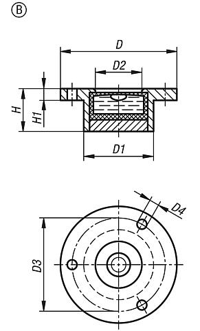 Níveis circulares olho de boi no modelo para aparafusamento, forma B com flange de alojamento