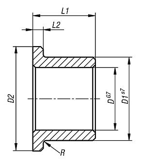 Buchas deslizantes em bronze sinterizado com flange (Mancais de deslizamento)