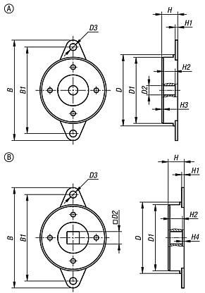 Rotation dampers, steel rotation right, left or both directions