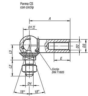 Snodi angolari acciaio inox analoghi a DIN 71802 forma CS con tappo di tenuta
