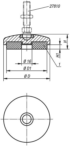 Swivel feet plates with vibration absorption