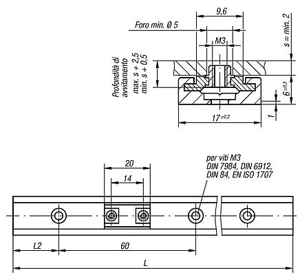 Guide di scorrimento in miniatura DryLin® N, larghezza 17 mm