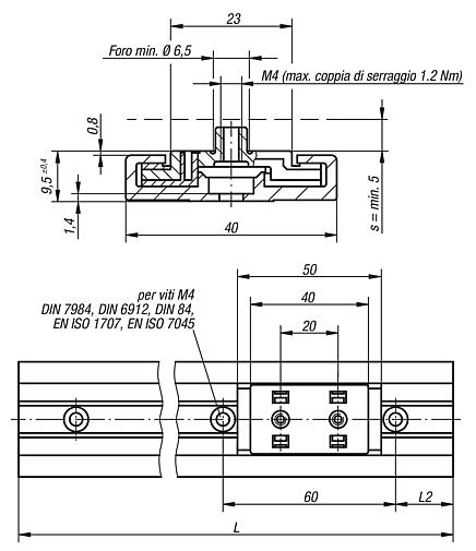 Guide di scorrimento in miniatura DryLin® N, larghezza 40 mm