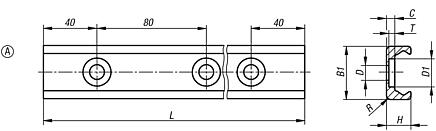 Roller guide rails Form A for fixed bearings