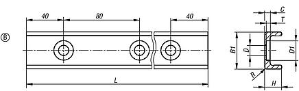 Roller guide rails Form B for floating bearings