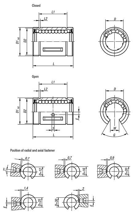 Linear ball bearings stainless steel