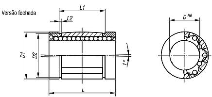 Rolamentos lineares de esfera com compensação de erro angular, fechado