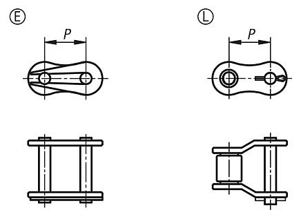 Links stainless steel DIN ISO 606