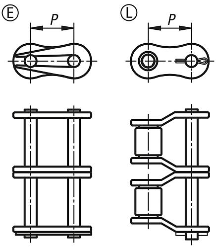 Connecting links duplex, stainless steel DIN ISO 606