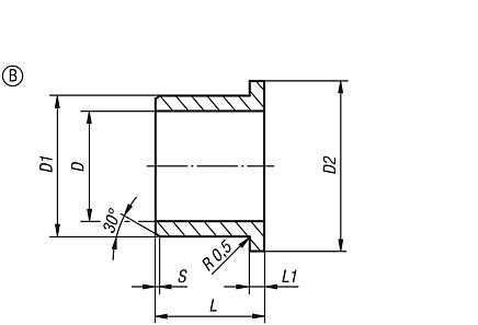 Plastic plain bearings, Form B