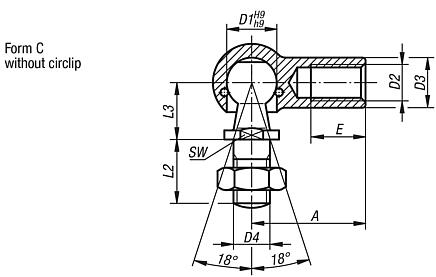 Ball joints, DIN 71802, Form C