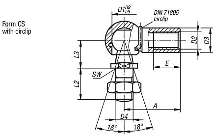 Ball joints, DIN 71802, Form CS