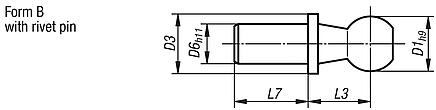 Ball studs for ball joints DIN 71803, Form B