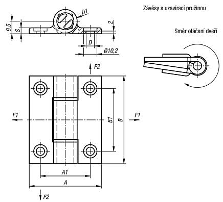 Tažné pružinové závěsy na hliníkový profil 0,35 Nm, pružina uzavírací