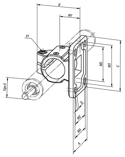 Abraçadeiras com flange em alumínio, para unidades lineares