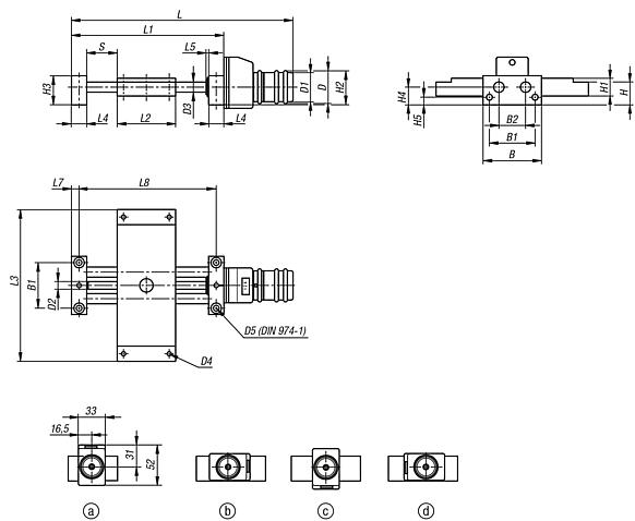 Cross slides, long, with electronic position indicator, Form C