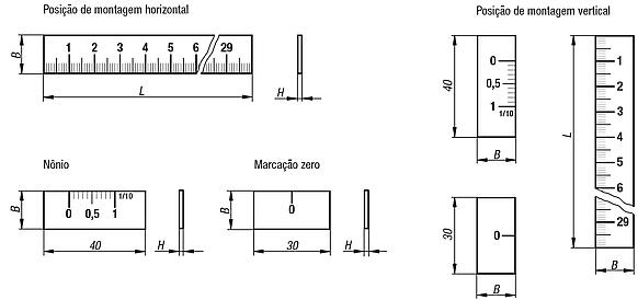 Escalas em aço inoxidável autocolantes