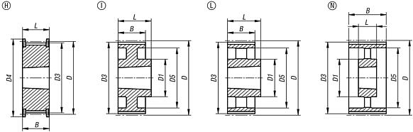 Toothed pulleys profile HTD 8M, for assembly with taper clamping bushes for belt width 20 mm