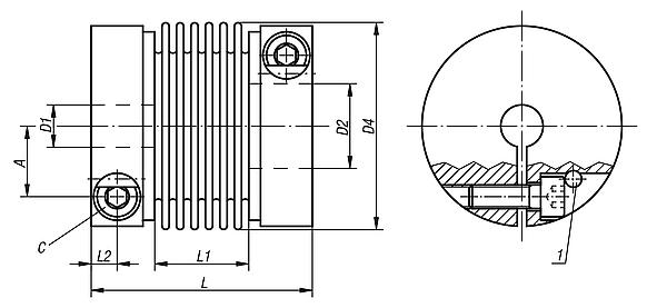 Metal bellows couplings with radial clamping hub