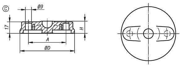 Swivel feet plates, plastic, Form C