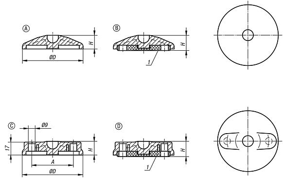 Swivel feet plates plastic 