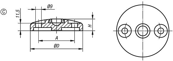 Swivel feet plates, Form C