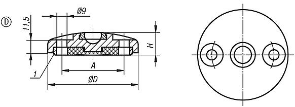 Swivel feet plates, Form D