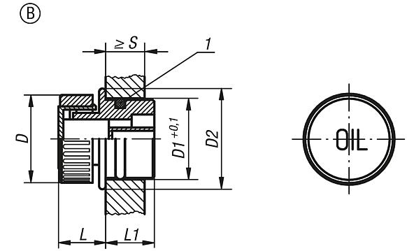 Tampão forma B, com ventilação