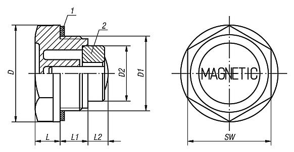 Tappi filettati con magnete