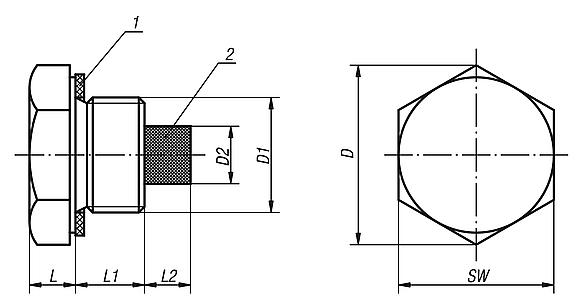 Bouchon fileté, aluminium avec insert magnétique
